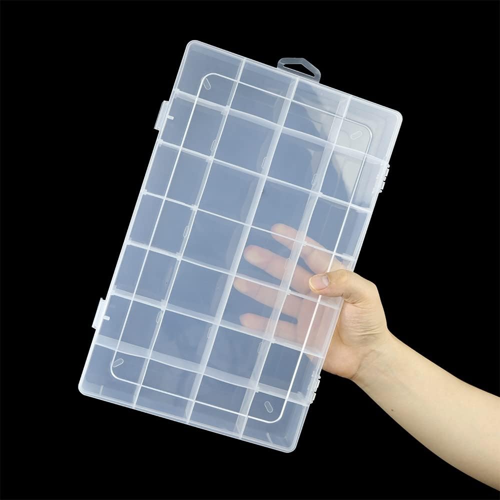 28-Slot Transparent Plastic Case – Hair Tie & Jewelry Storage Box