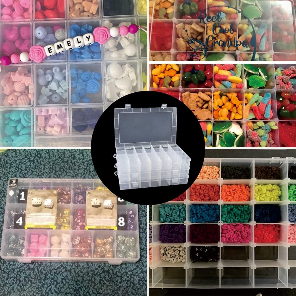 28-Slot Transparent Plastic Case – Hair Tie & Jewelry Storage Box