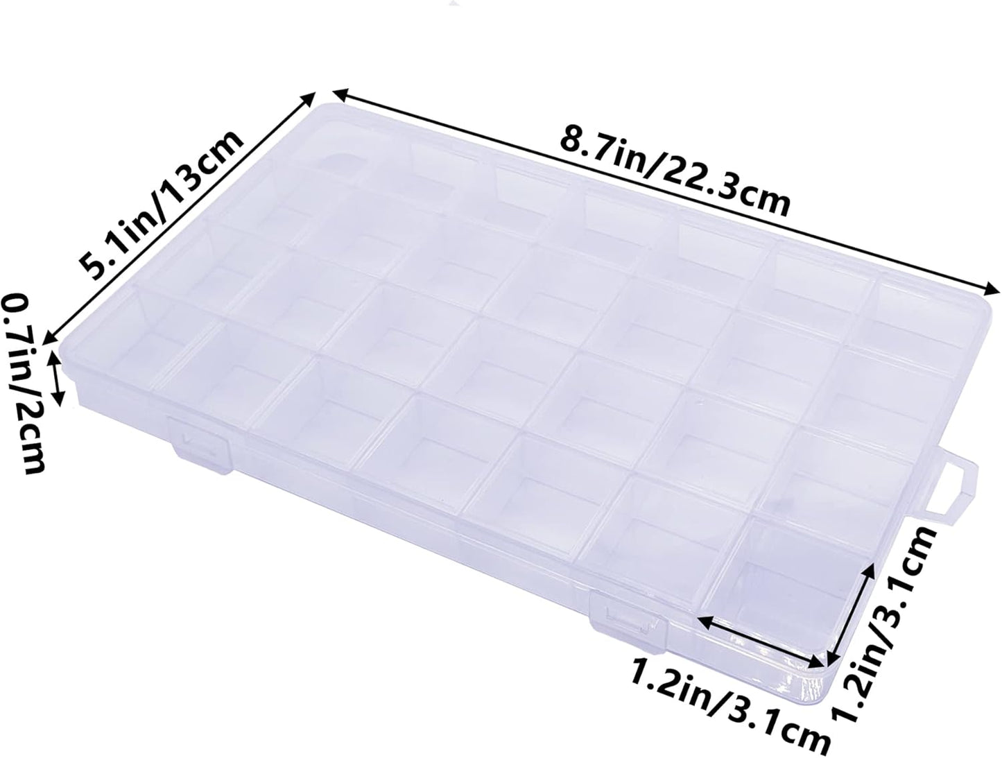 28 Compartment Storage Box, Transparent Plastic, Sturdy & Lockable, Ideal for Small Items & Accessories Organization