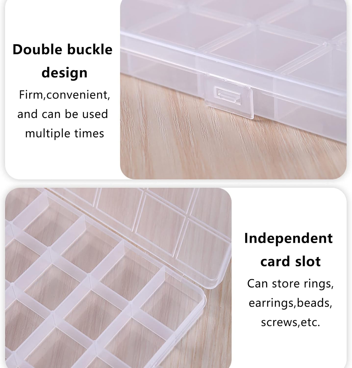 28 Compartment Storage Box, Transparent Plastic, Sturdy & Lockable, Ideal for Small Items & Accessories Organization