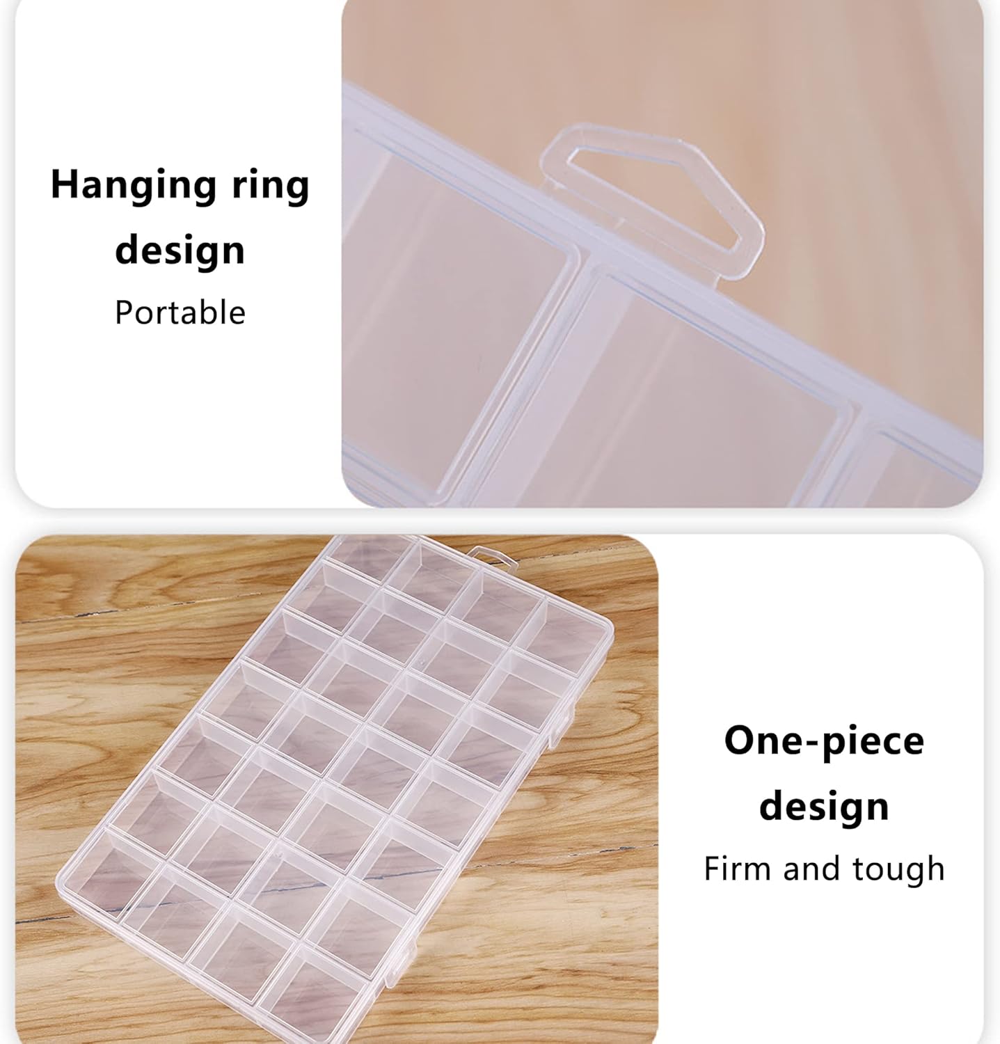 28 Compartment Storage Box, Transparent Plastic, Sturdy & Lockable, Ideal for Small Items & Accessories Organization