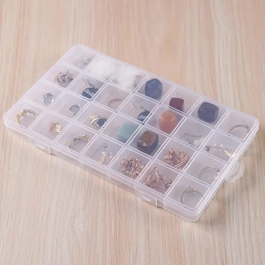 32-Compartment Plastic Storage Box – Multi-Purpose Organizer for Jewelry, Beads & Craft Supplies