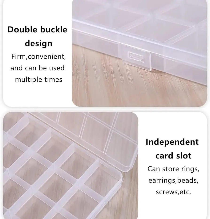 32-Compartment Plastic Storage Box – Multi-Purpose Organizer for Jewelry, Beads & Craft Supplies