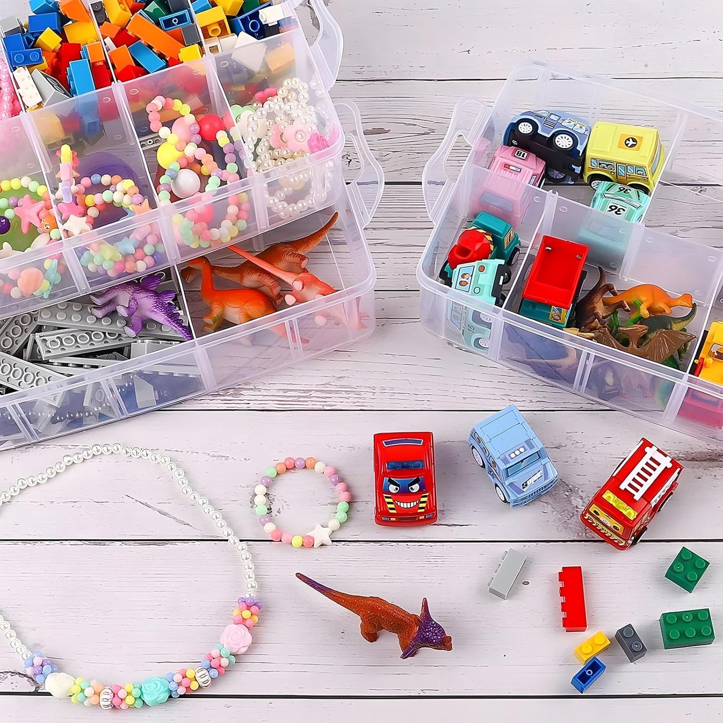 3-Tier Stackable Storage Container Box with Dividers-30 Compartments