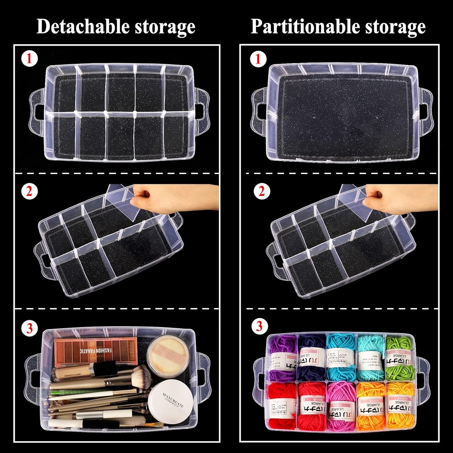3-Tier Stackable Storage Container Box with Dividers-30 Compartments