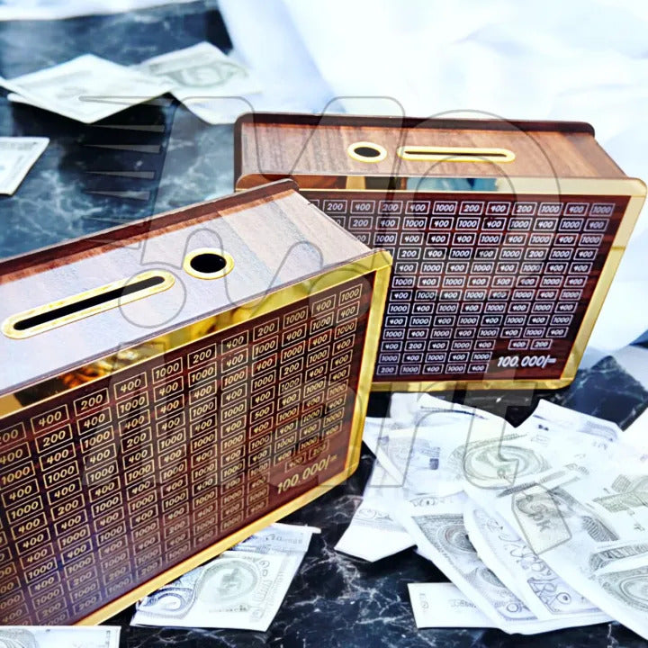 Trending 100,000 Money Saving Box Material Wooden Lassani Quality A+1 Capacitiy Upto 100,000