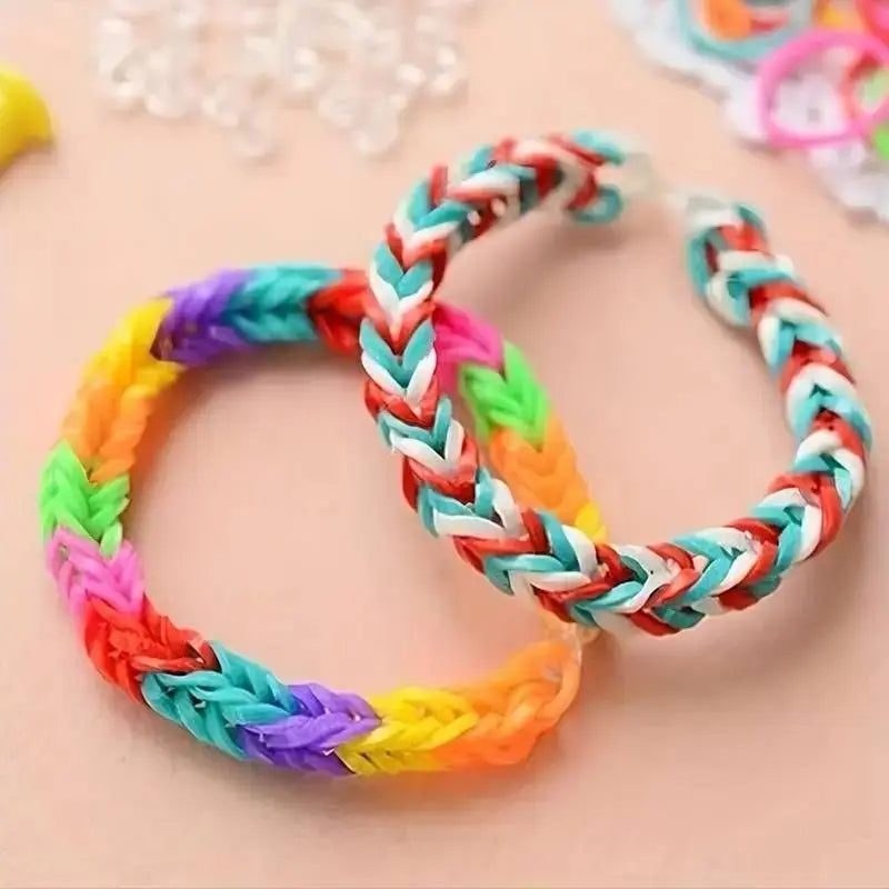 Top-Selling DIY Colorful Rubber Loom Bands Refill Kit – Mixed Colors with Accessories & Random Characters (Flower Shape)