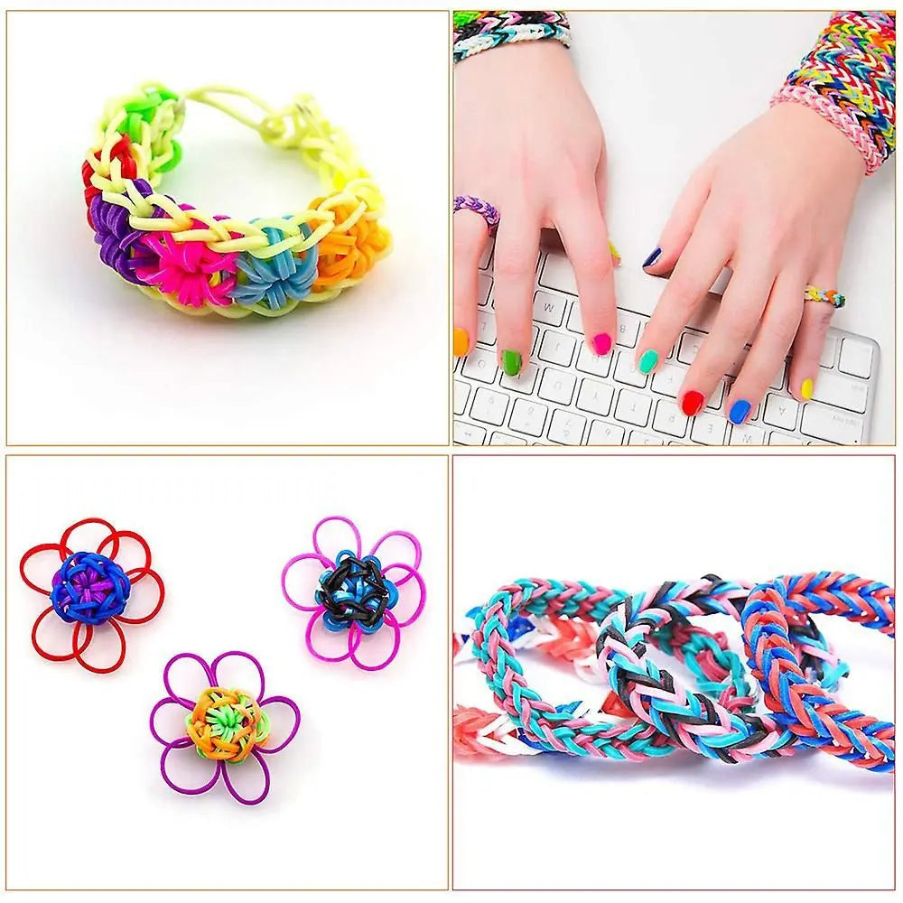 Top-Selling DIY Colorful Rubber Loom Bands Refill Kit – Mixed Colors with Accessories & Random Characters (Flower Shape)