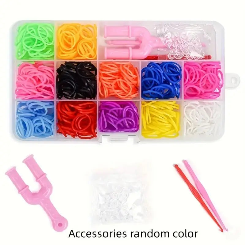 Top-Selling DIY Colorful Rubber Loom Bands Refill Kit – Mixed Colors with Accessories & Random Characters