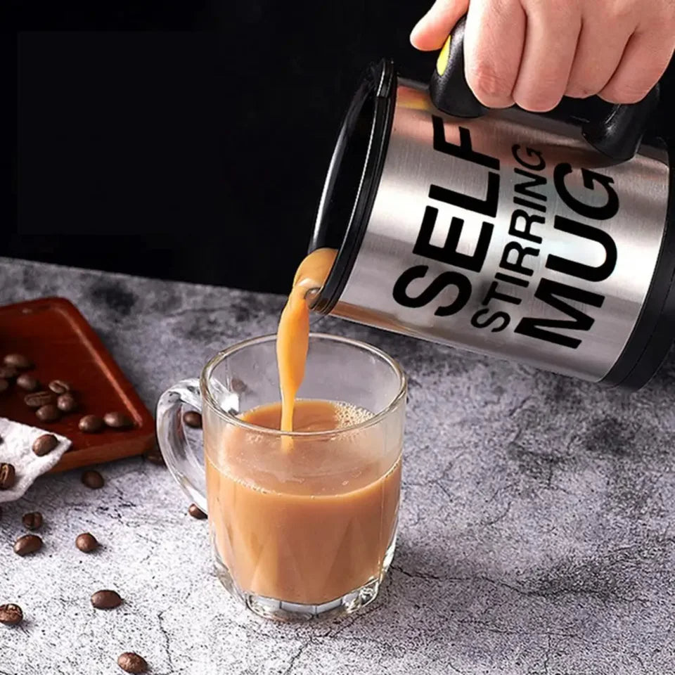 Stainless Steel Self Stirring Coffee Cup - Random Colors