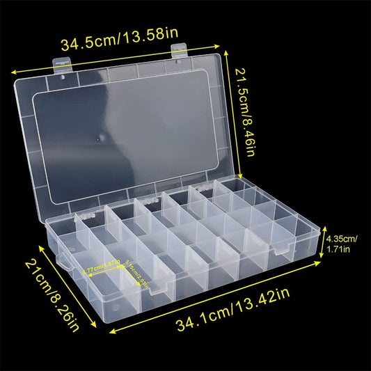 28-Slot Transparent Plastic Case – Hair Tie & Jewelry Storage Box