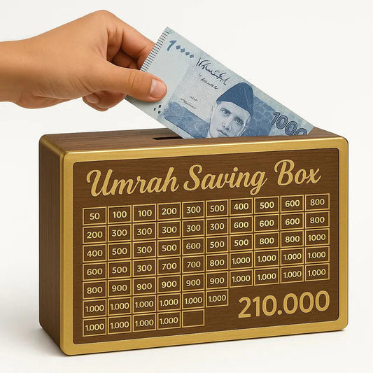 Trending Umrah Money Saving Box Material Wooden Lassani Quality A+1 Capacity Upto 210,000
