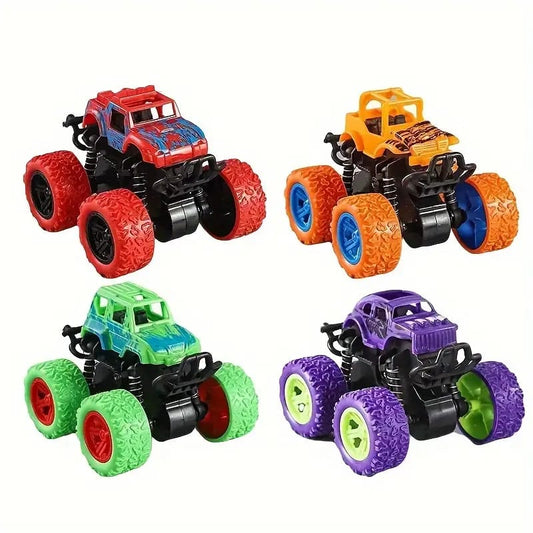 Stunt Car Toy - All-Terrain Inertia Vehicle with 4WD, Wind-Powered, Weather-Resistant, Plastic