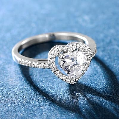 S925 Diamond Cut Luxury Heart Shap Ring For Her (Adjustable)